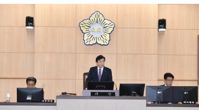 ▲여수시 시의회 제187회 정례회 본회의를  진행하고 있다