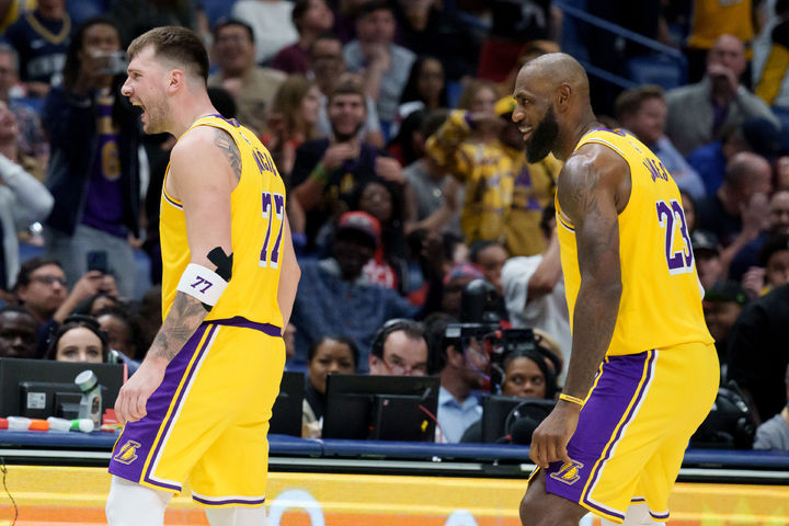 NBA 레이커스, 뉴올리언스 꺾고 3연승…르브론·돈치치 60점 합작